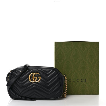 Gucci Calfskin Matelasse Small GG Marmont Chain Shoulder Bag Black 11 of 11