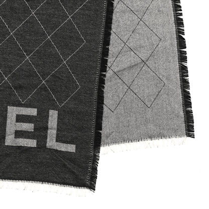 Chanel Cashmere Silk Quilted CC Logo Stole Black 4 of 5