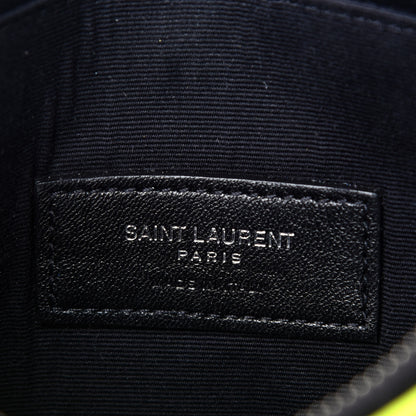 Saint Laurent Patent Grain De Poudre Matelasse Chevron Monogram Bill Pouch Neon Yellow 6 of 7