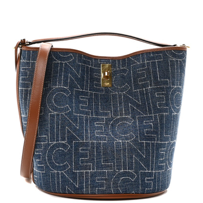 Celine Denim Calfskin Logo Bucket 16 Bag Blue 1 of 11