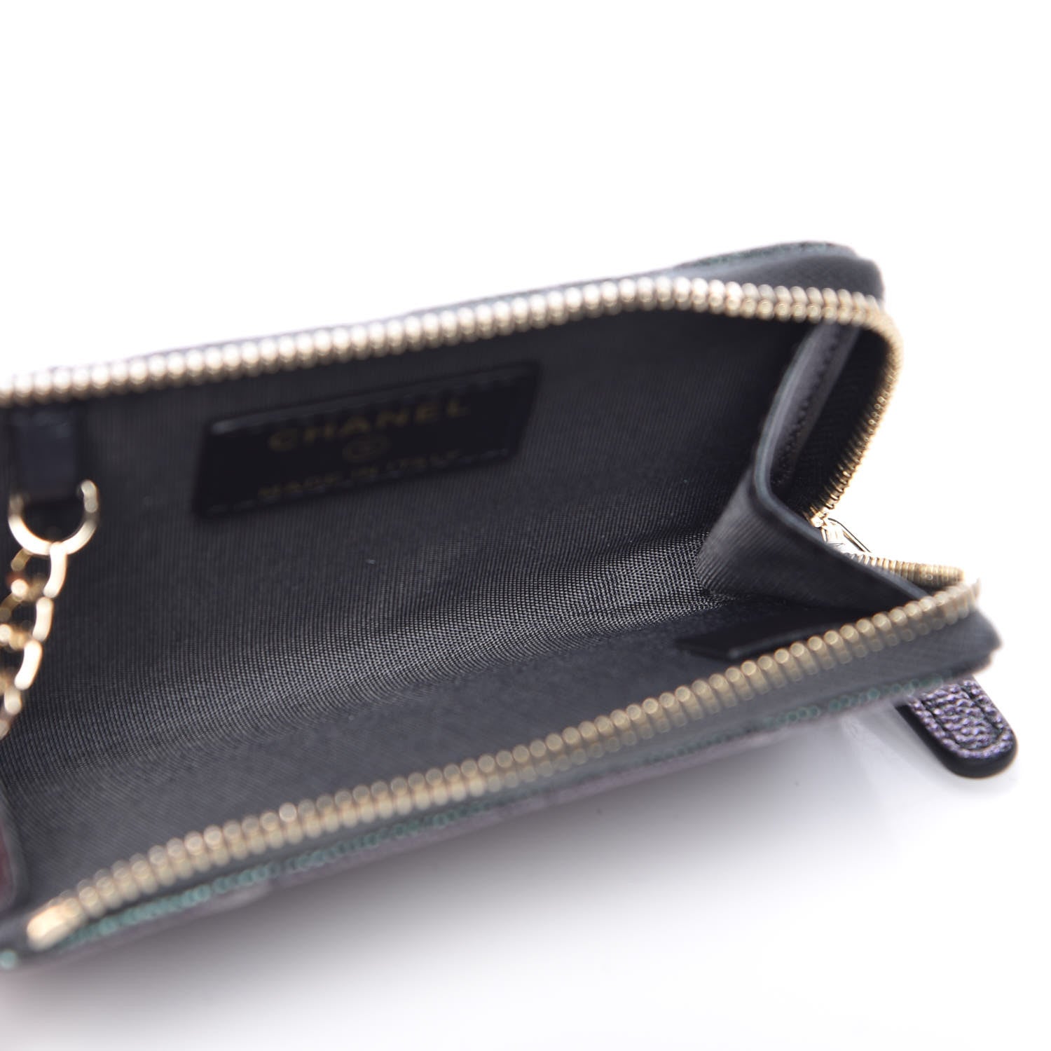Chanel Iridescent Caviar Quilted Zipped Key Holder Case Black 5 of 8