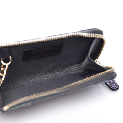 Chanel Iridescent Caviar Quilted Zipped Key Holder Case Black 5 of 8