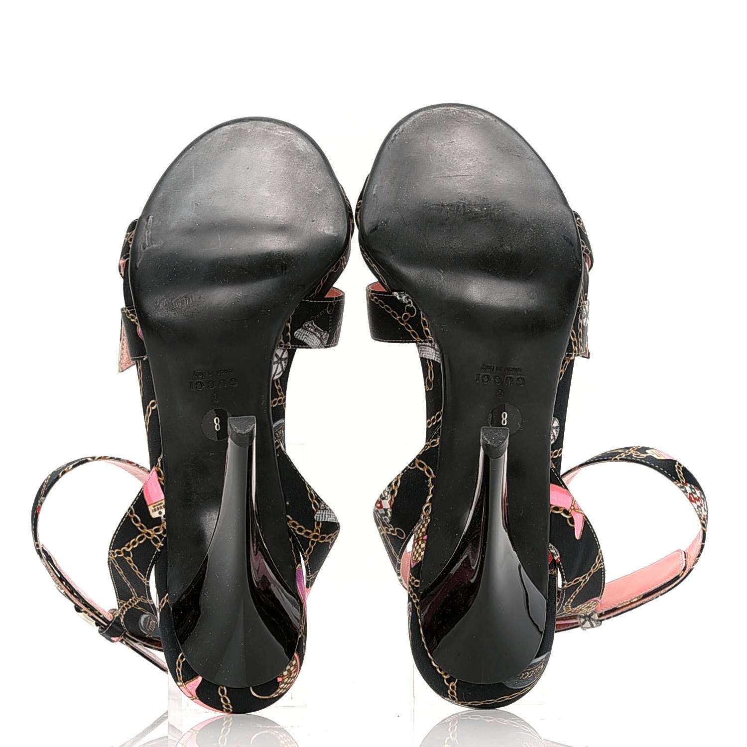 Gucci Satin Techno Charms Sandals 8 Black 5 of 6