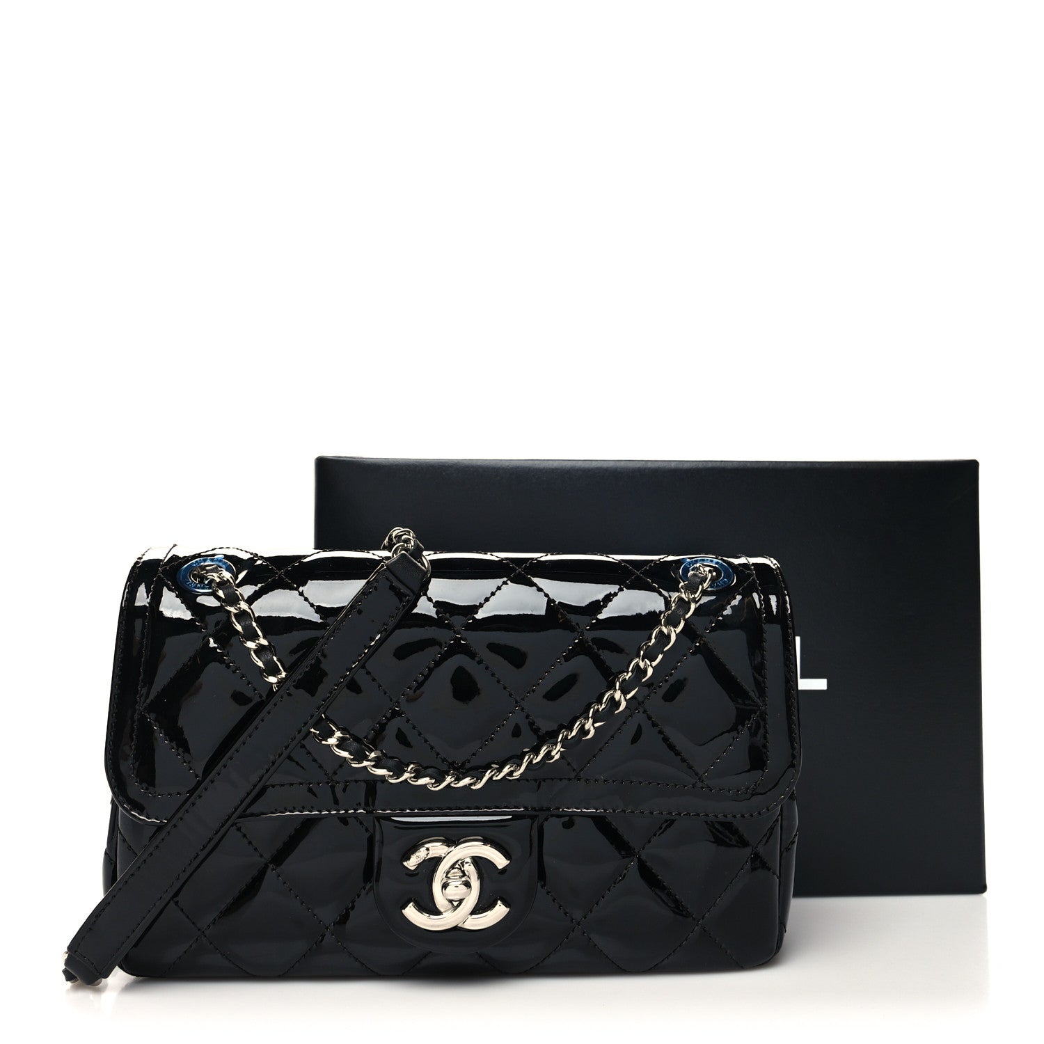 Chanel Patent Quilted Small Coco Shine Flap Black 11 of 11