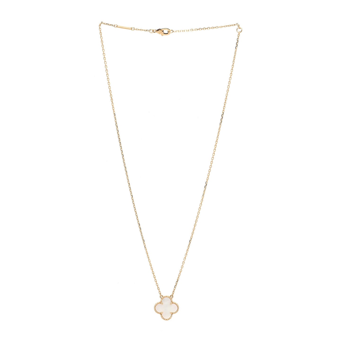 18K Yellow Gold Mother of Pearl Vintage Alhambra Pendant Necklace