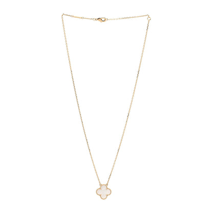 Van Cleef & Arpels 18K Yellow Gold Mother of Pearl Vintage Alhambra Pendant Necklace 2 of 6
