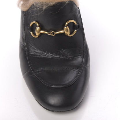 Gucci Malaga Kid Fur Princetown High Heel Mules 37 Black Naturale 8 of 12