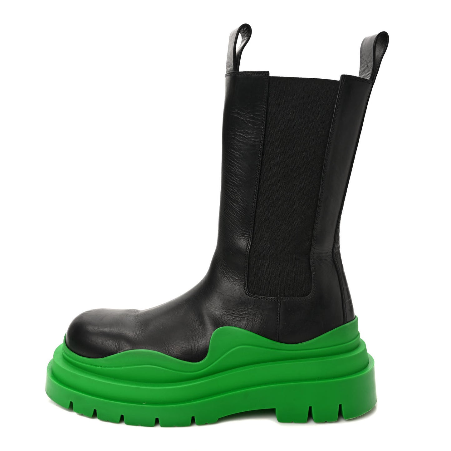 Calfskin The Tire Chelsea Boots 40.5 Black Grass
