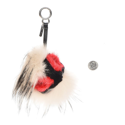 Fendi Mink Fox Rabbit Fur Vitello Flamingo Kurioso Monster Bag Bug Charm Beige Multicolor Black 2 of 5