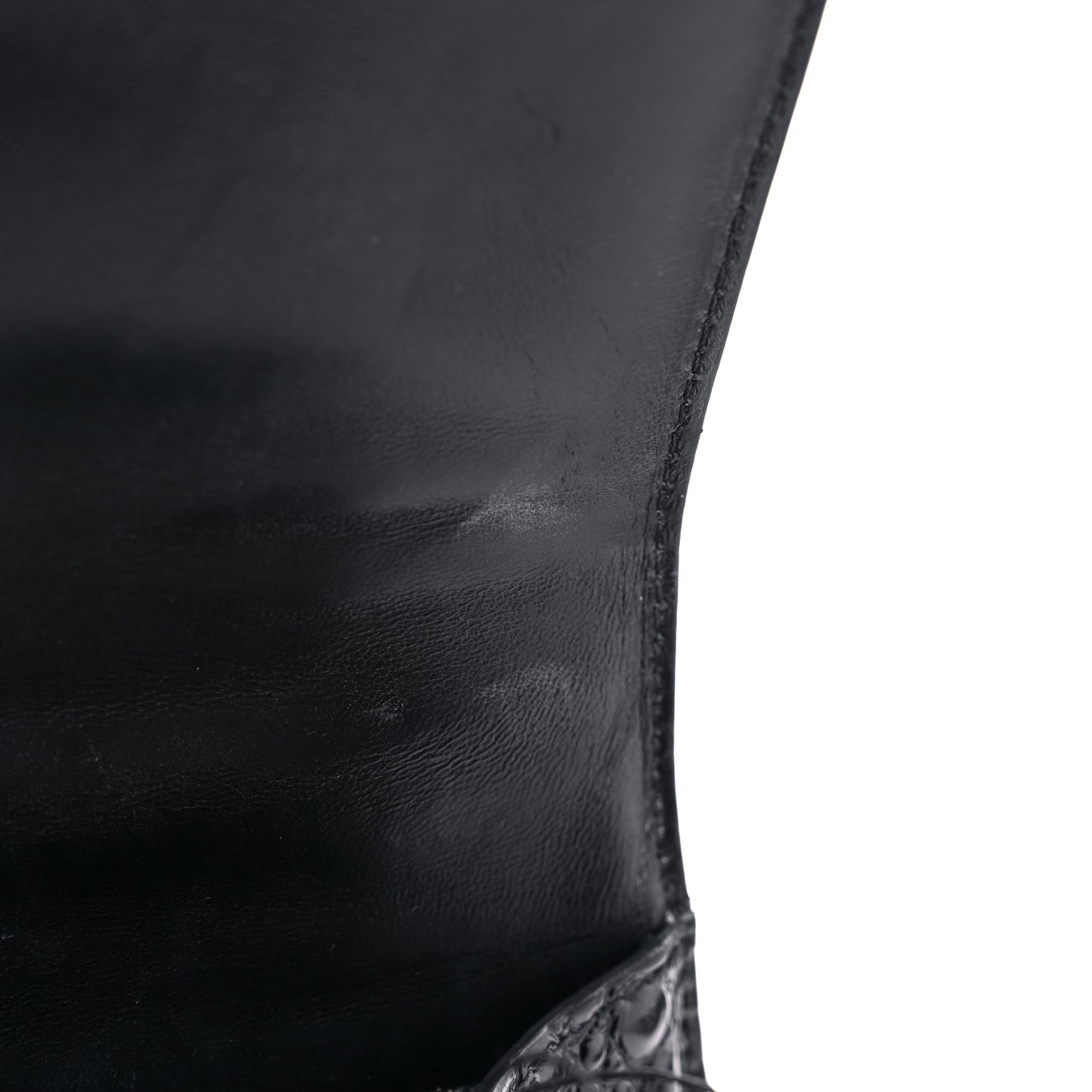 Shiny Calfskin Monochrome Crocodile Embossed Small Hourglass Top Handle Bag Black