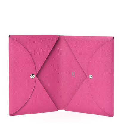 Hermes Epsom Calvi Pouch Rose Poupre Bleu Electrique 6 of 12