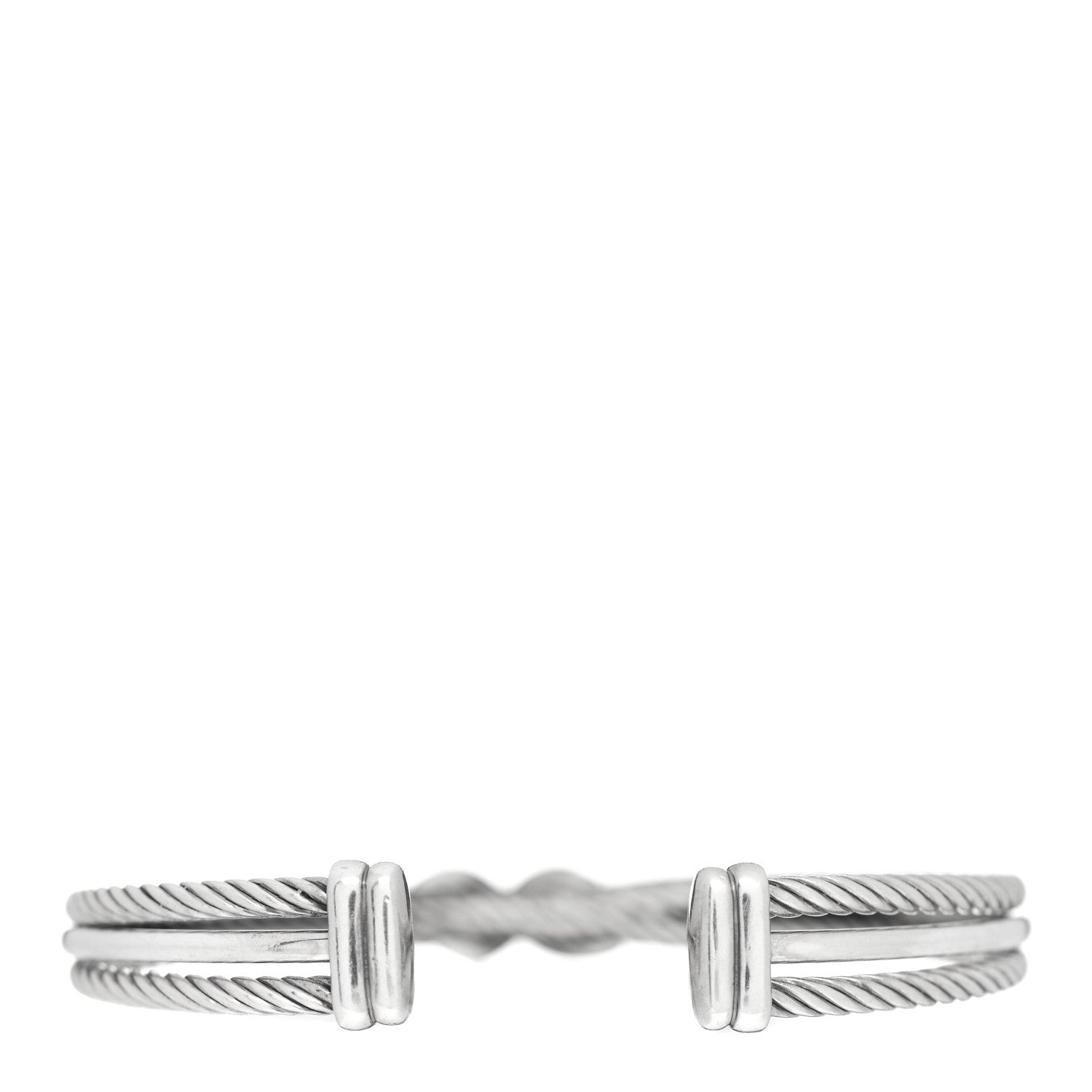 David Yurman Sterling Silver Diamond 7mm Crossover X Bracelet 3 of 4