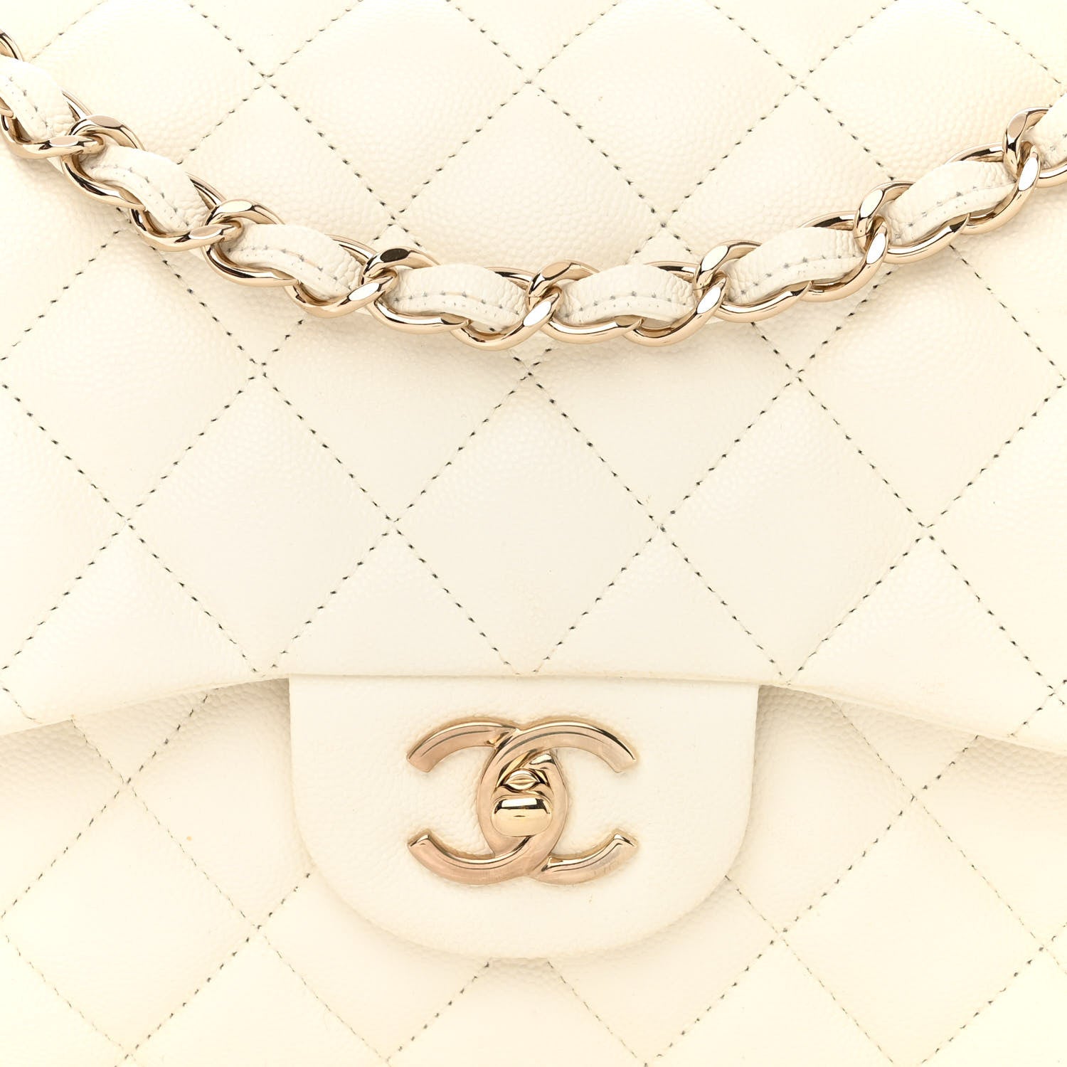 Chanel Caviar Quilted Jumbo Double Flap White 8 of 10