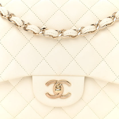 Chanel Caviar Quilted Jumbo Double Flap White 8 of 10