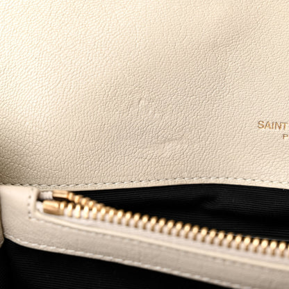 Saint Laurent Sheepskin Matelasse Chevron Monogram Medium College Bag Crema Soft 7 of 10