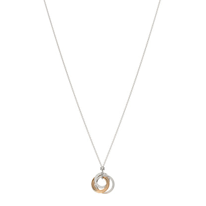 Tiffany 18K White Rose Gold Diamond 1837 Triple Interlocking Circles Pendant Necklace 1 of 3
