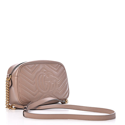 Gucci Calfskin Matelasse Small GG Marmont Chain Shoulder Bag Taupe 3 of 12