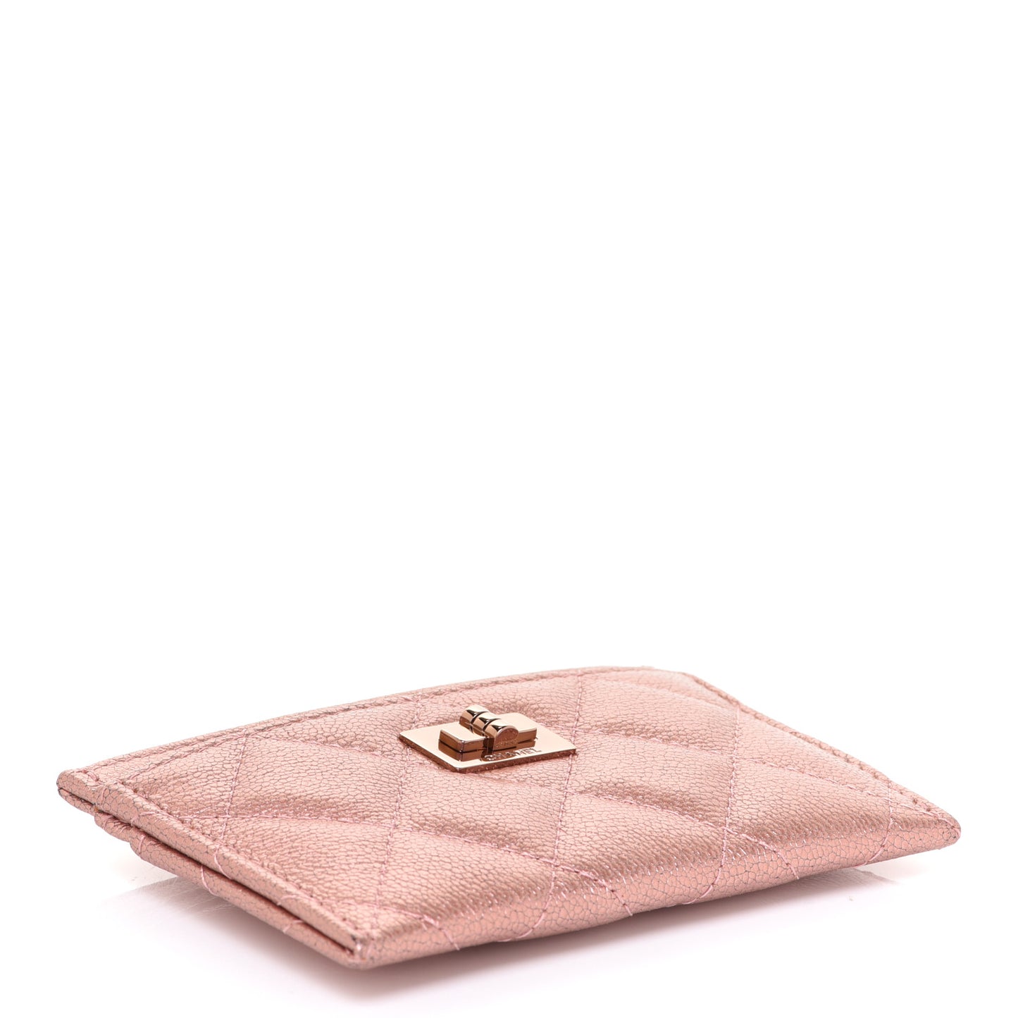 Metallic Caviar Quilted Reissue Card Holder Rose Gold