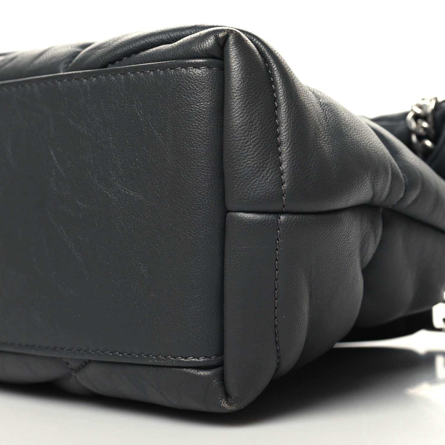 Saint Laurent Lambskin Quilted Small Loulou Puffer Monogram Chain Satchel Concrete 10 of 10