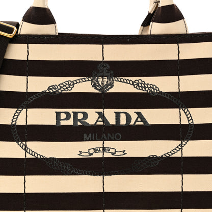Prada Canapa Striped Logo Tote Tabacco 8 of 11