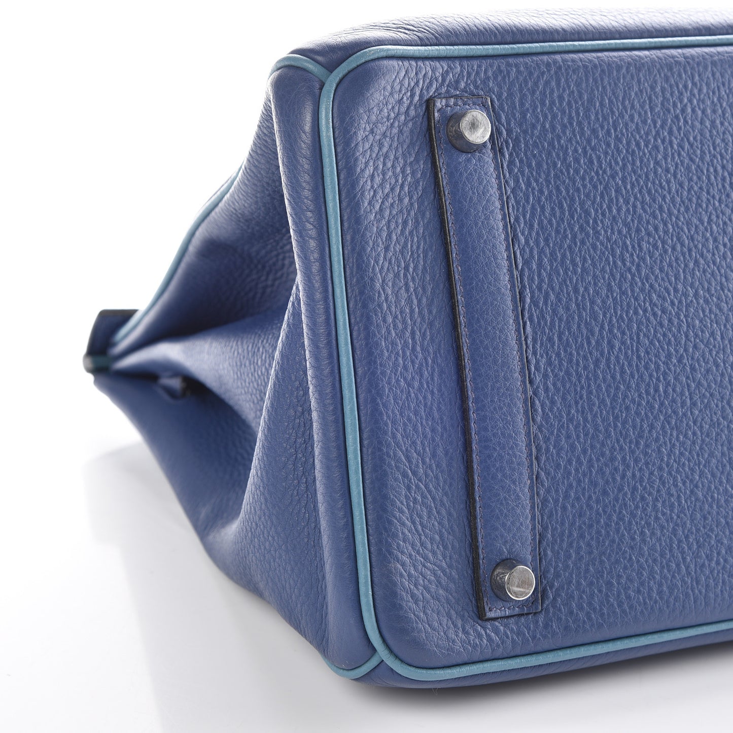 Taurillon Clemence Horseshoe Birkin 35 Bleu Brighton Blue Jean
