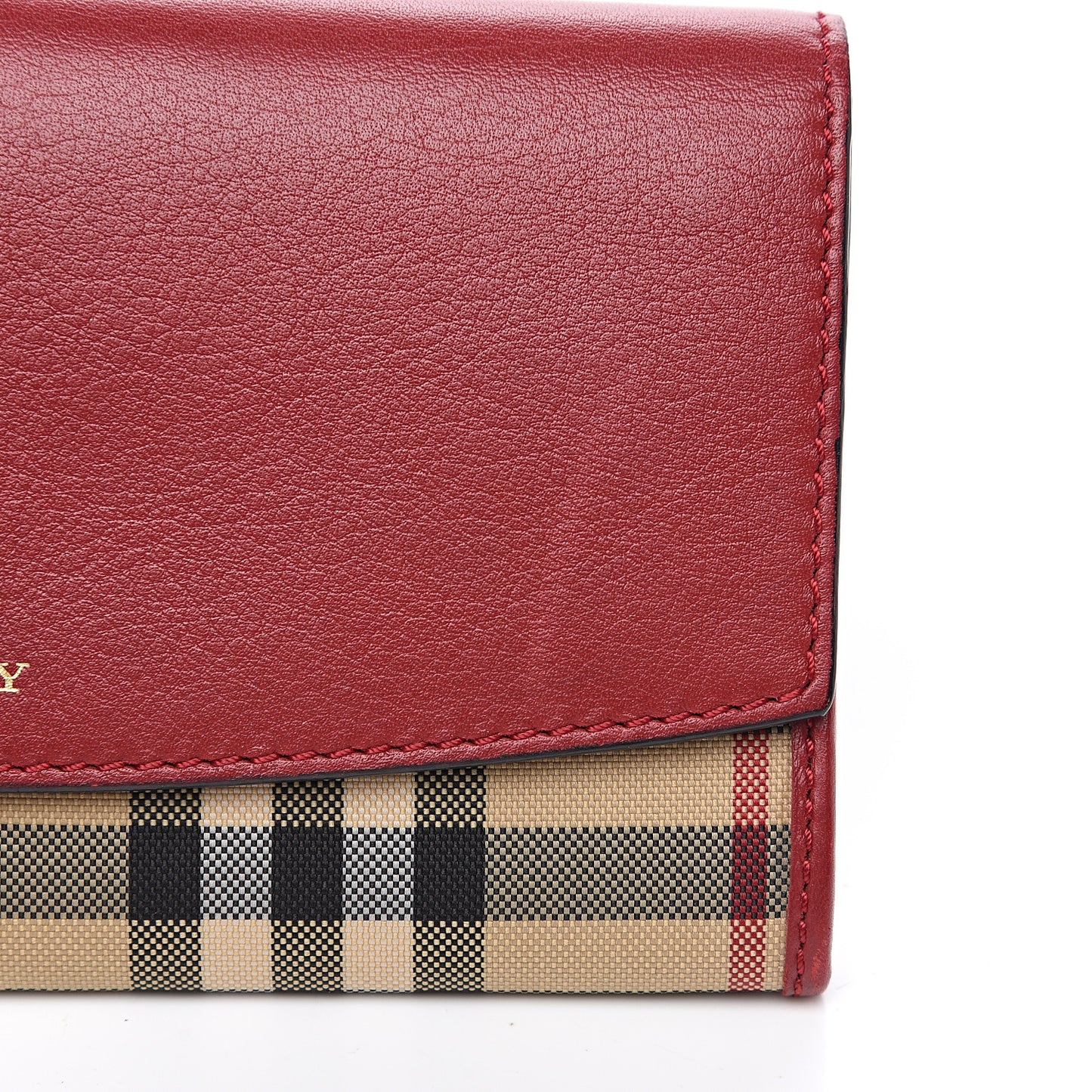 Calfskin House Check Continental Wallet Red