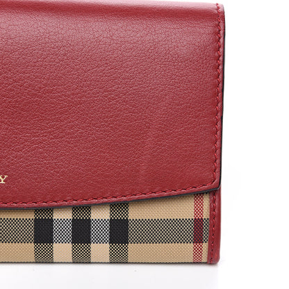 Burberry Calfskin House Check Continental Wallet Red 8 of 9