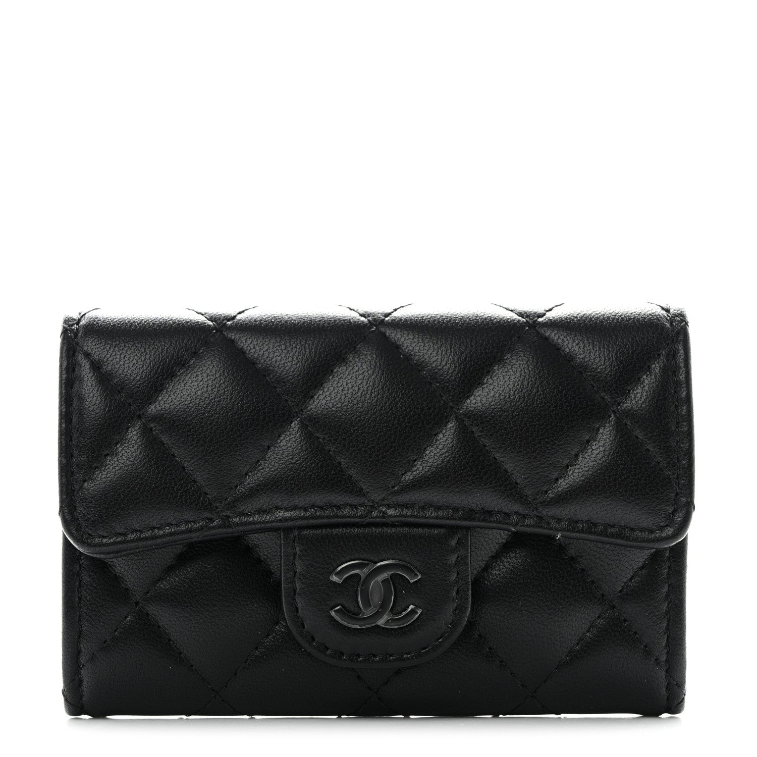 Chanel Lambskin Quilted Flap Card Holder Wallet So Black 1 of 9