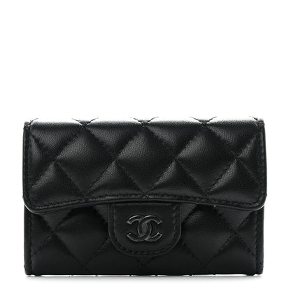 Chanel Lambskin Quilted Flap Card Holder Wallet So Black 1 of 9