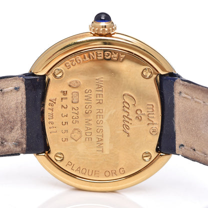 Cartier Sterling Silver 18K Yellow Gold Calfskin 26mm Must De Trinity Quartz Watch Blue 5 of 10