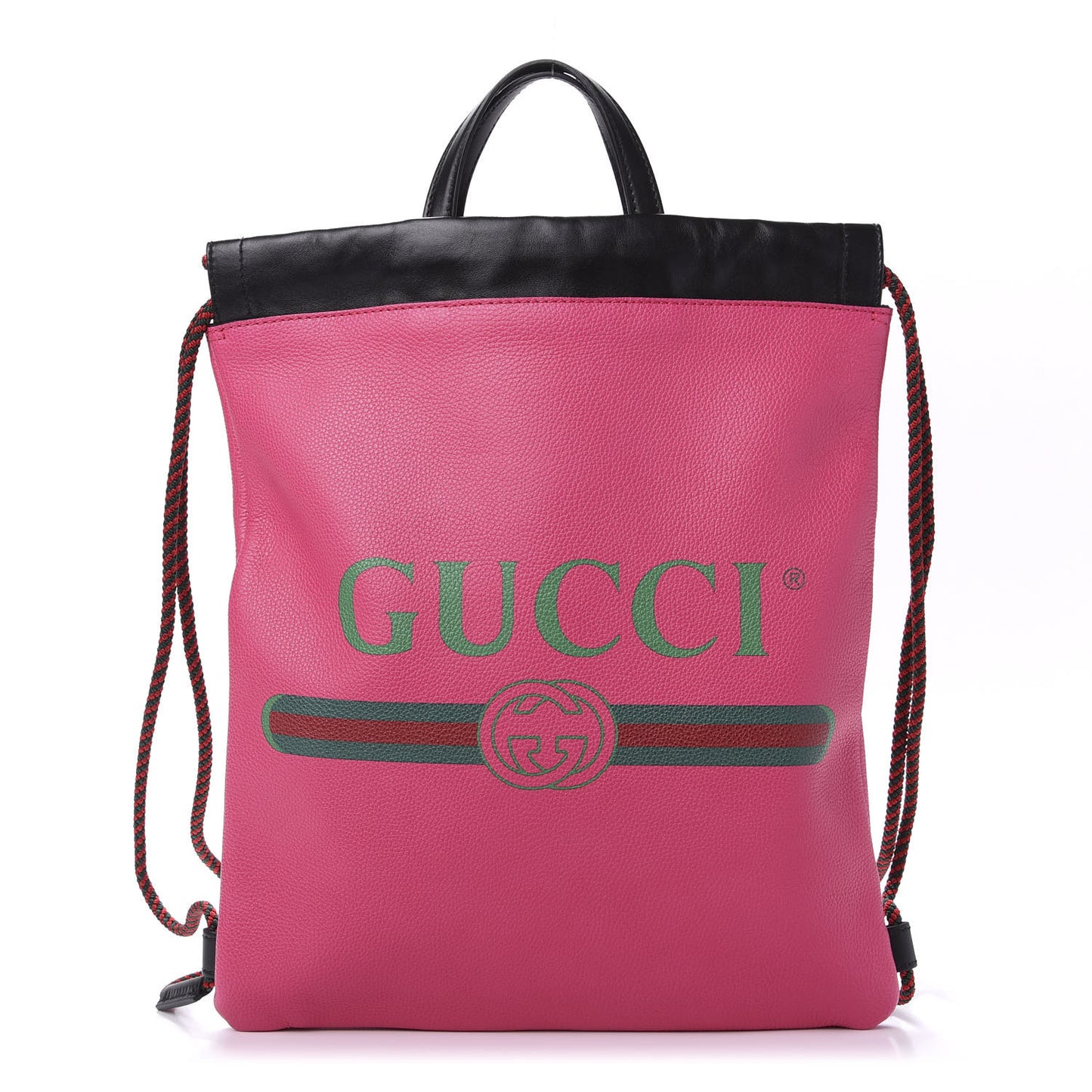Grained Calfskin Logo Drawstring Backpack Box Pink Green Black