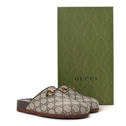 Gucci GG Supreme Monogram Miro Soft Calfskin Womens Horsebit Slippers 37.5 Beige Ebony New Acero 10 of 10