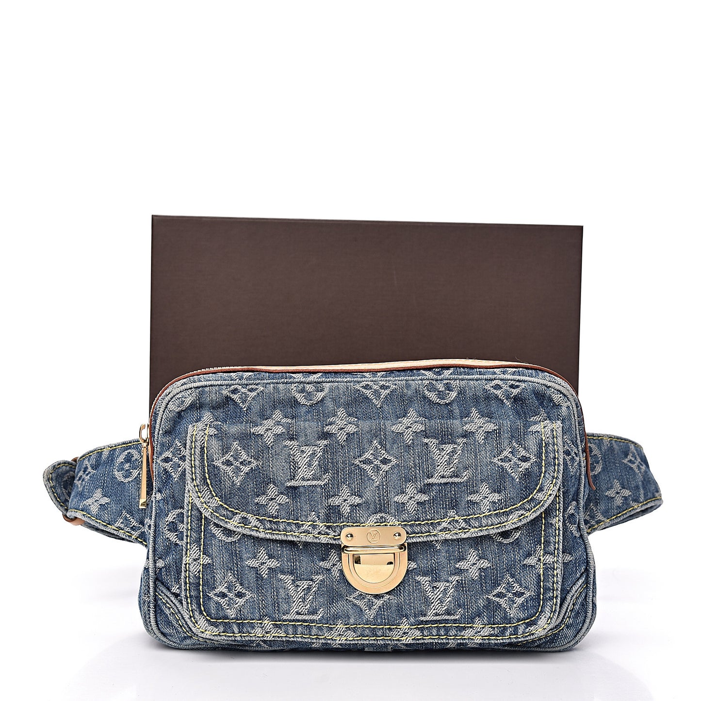 Monogram Denim Bum Bag Blue