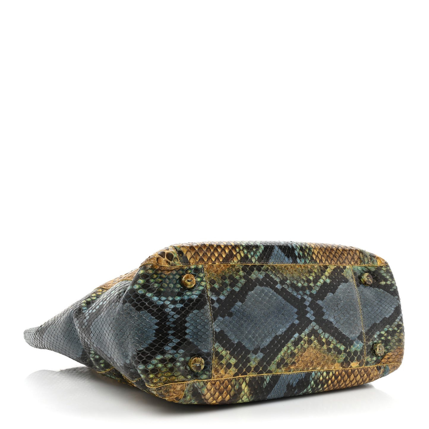 Snakeskin Liz Tote Beige Blue