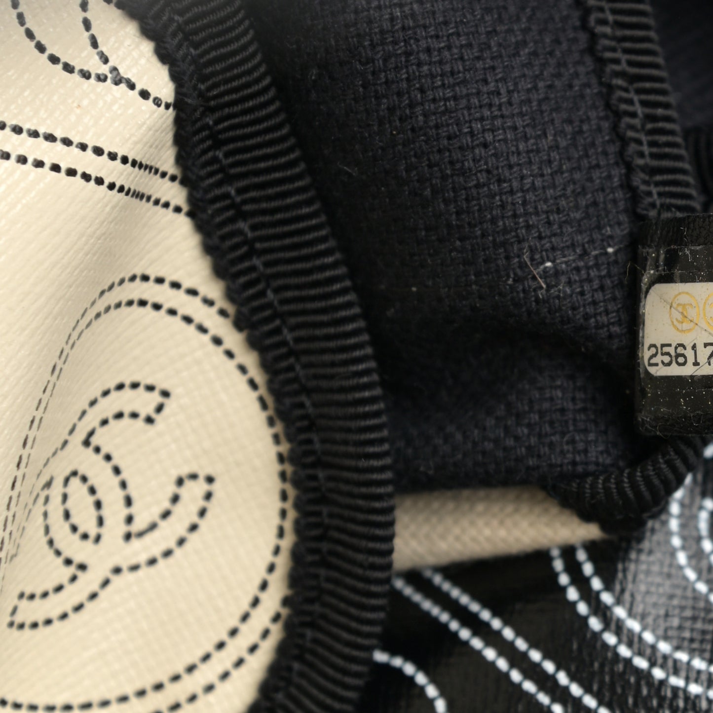 Coated Canvas Camellia Medium Shopping Tote Black Beige