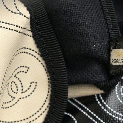 Chanel Coated Canvas Camellia Medium Shopping Tote Black Beige 6 of 12