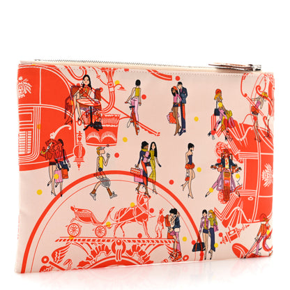 Hermes Technical Silk Ex-Libris Les Parisiennes Silky Pocket Cosmetic Case Geranium Nata Gold 3 of 7