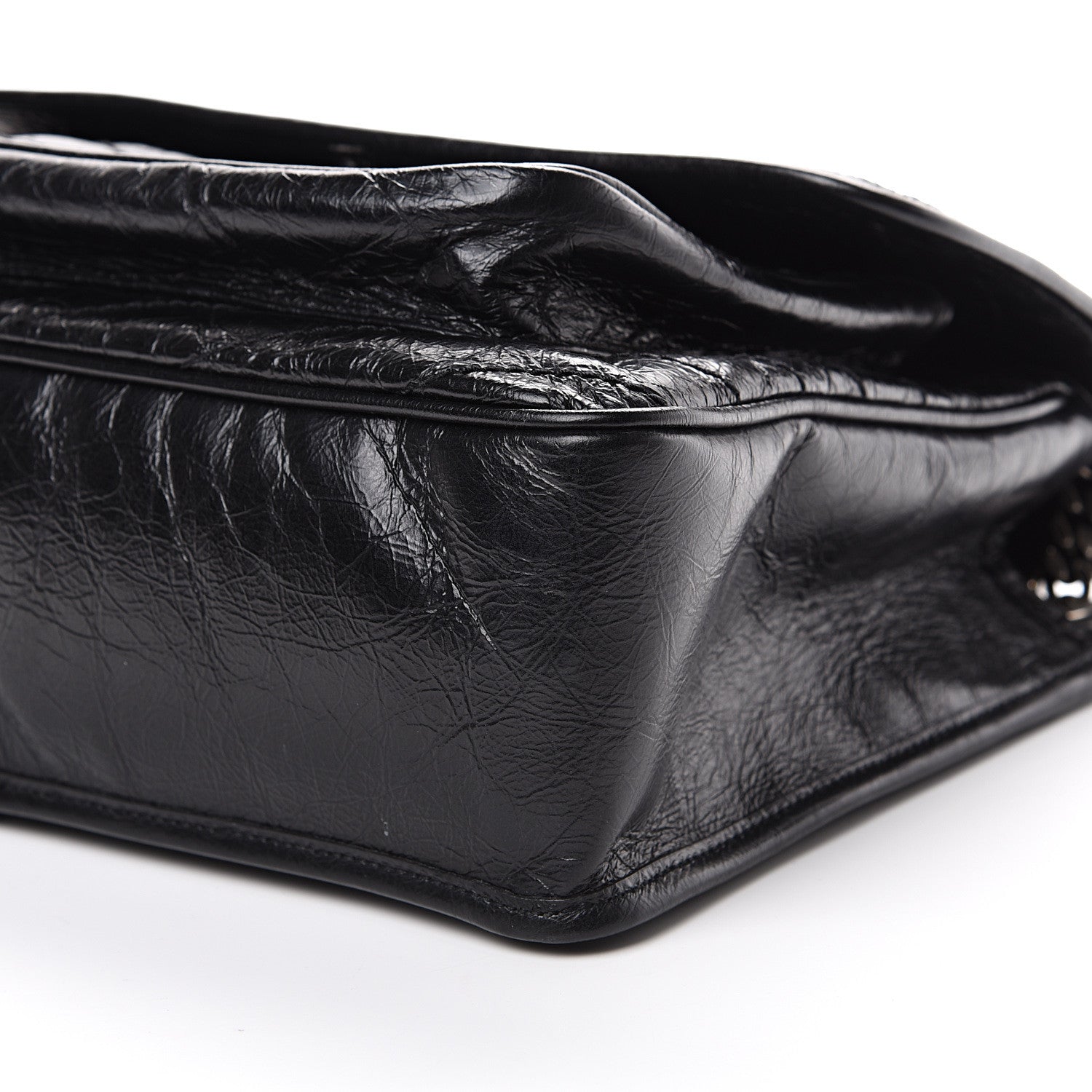 Saint Laurent Crinkled Calfskin Matelasse Monogram Large Niki Chain Satchel Black 9 of 10