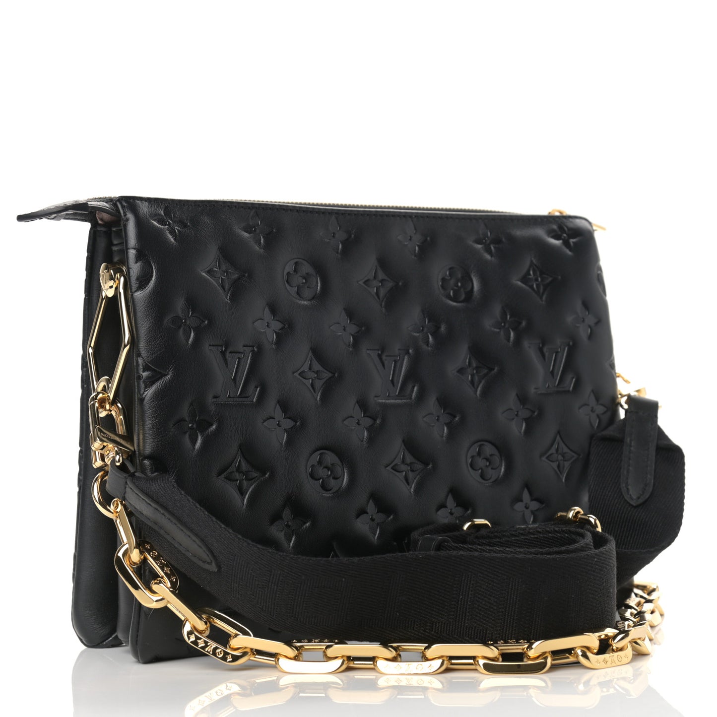 Lambskin Embossed Monogram Coussin PM Black