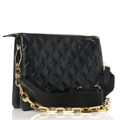Louis Vuitton Lambskin Embossed Monogram Coussin PM Black 3 of 8
