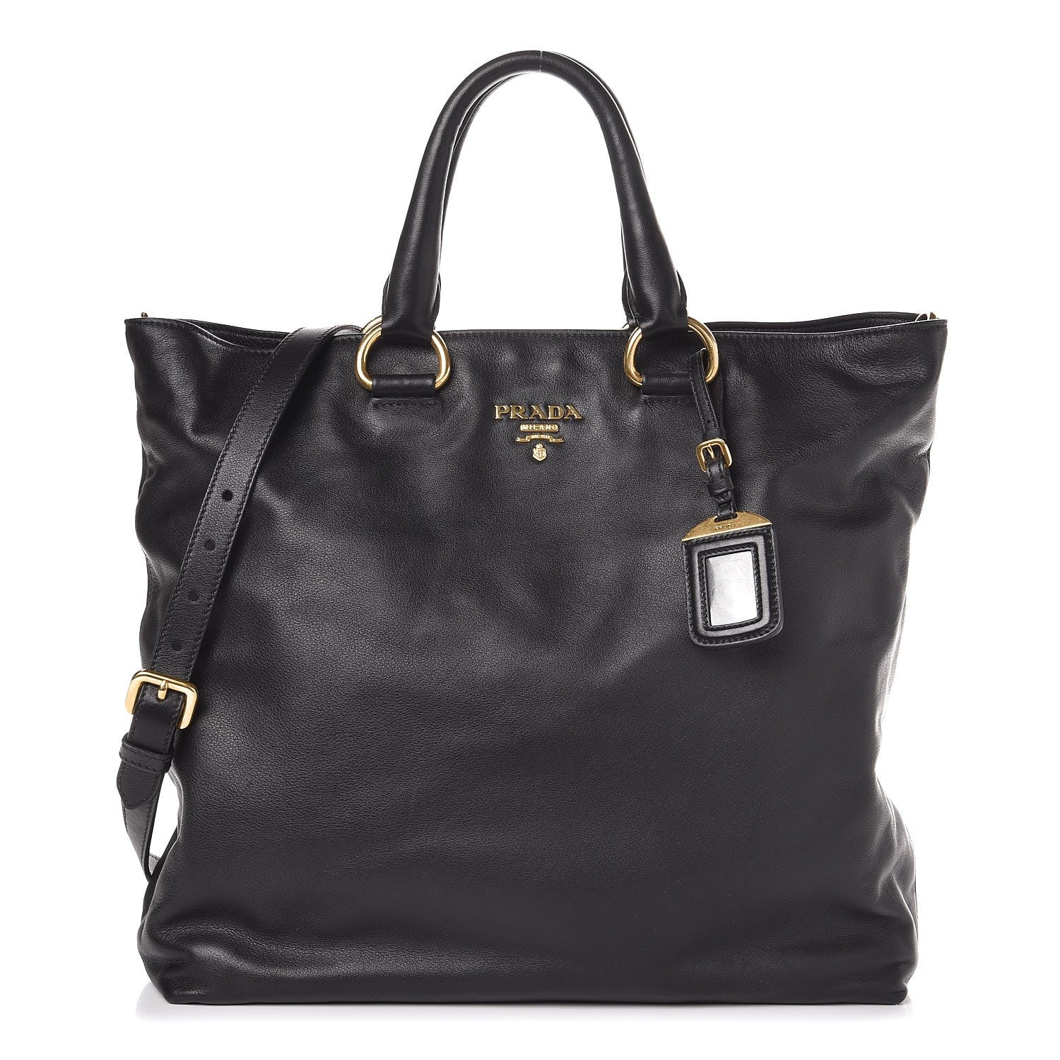 Prada Soft Calf Shopping Tote Black 1 of 9