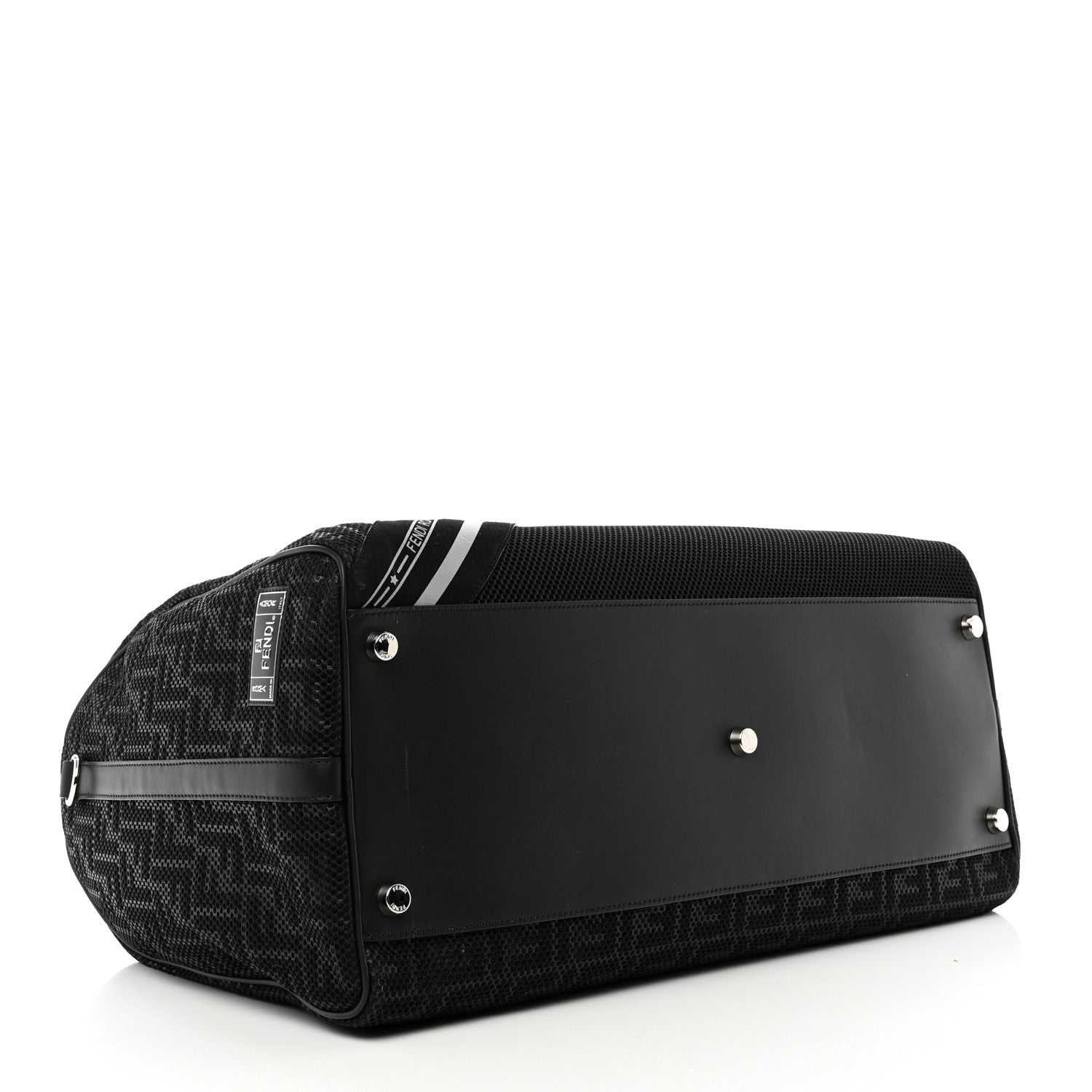 Fendi Mesh Vitello Century FF 1974 Embossed Medium Weekender Black 3 of 8