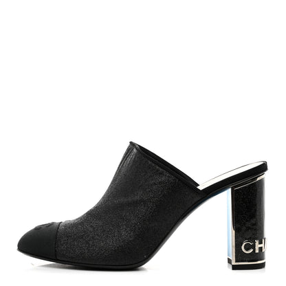 Chanel Fabric Glitter Cap Toe Logo Pumps 41 Black 1 of 9