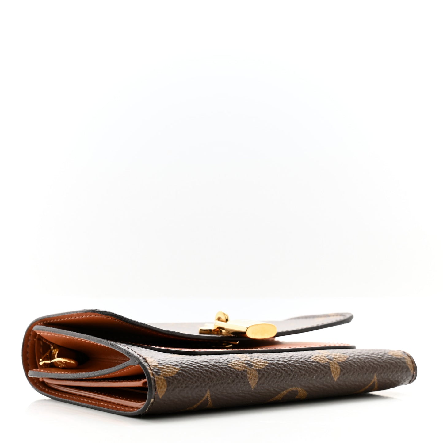 Monogram Flower Lock Compact Wallet Caramel