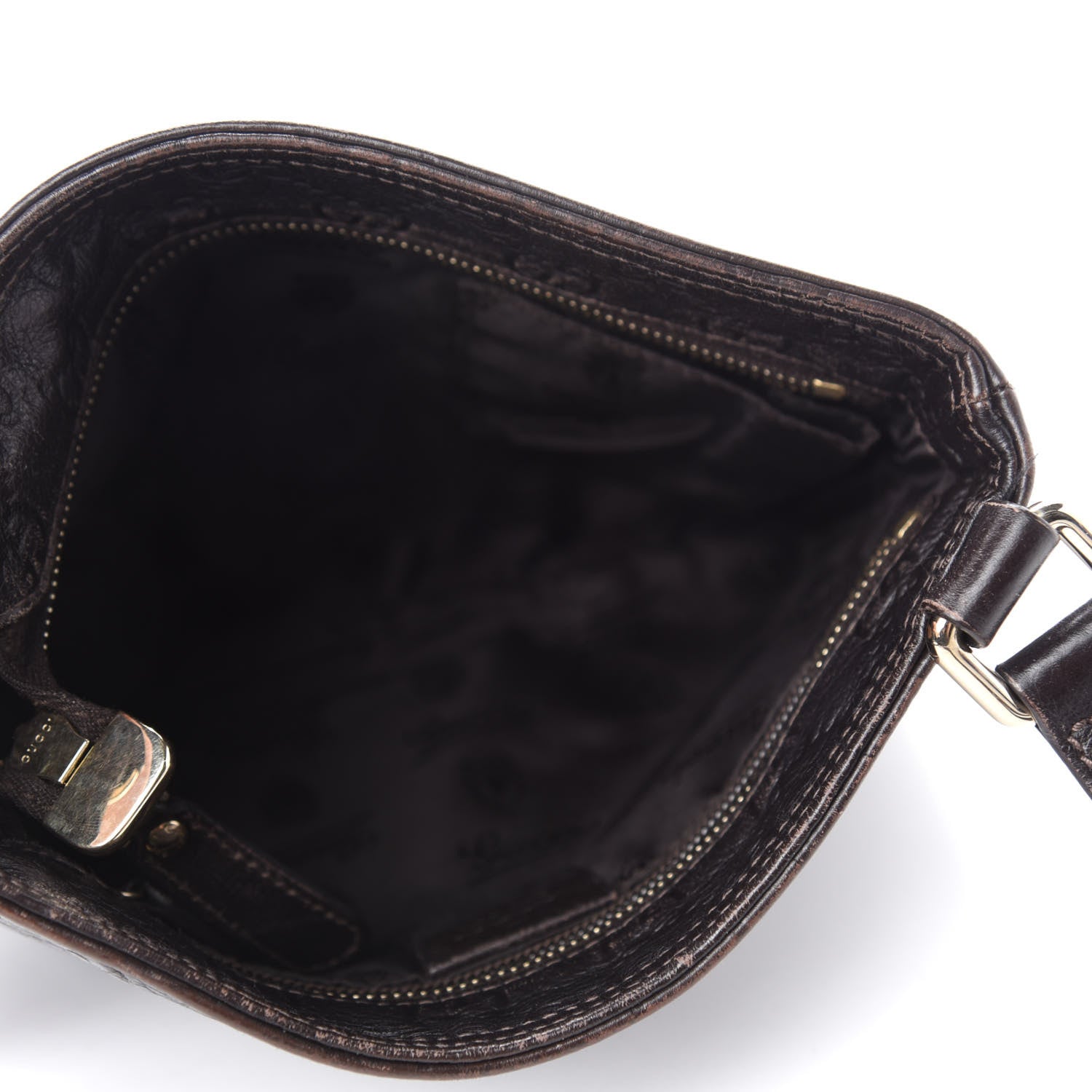 Gucci Guccissima Small Flat Messenger Bag Dark Brown 5 of 10