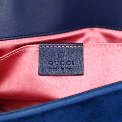Gucci Velvet Matelasse Mini GG Marmont Shoulder Bag Cobalt Blue 6 of 11