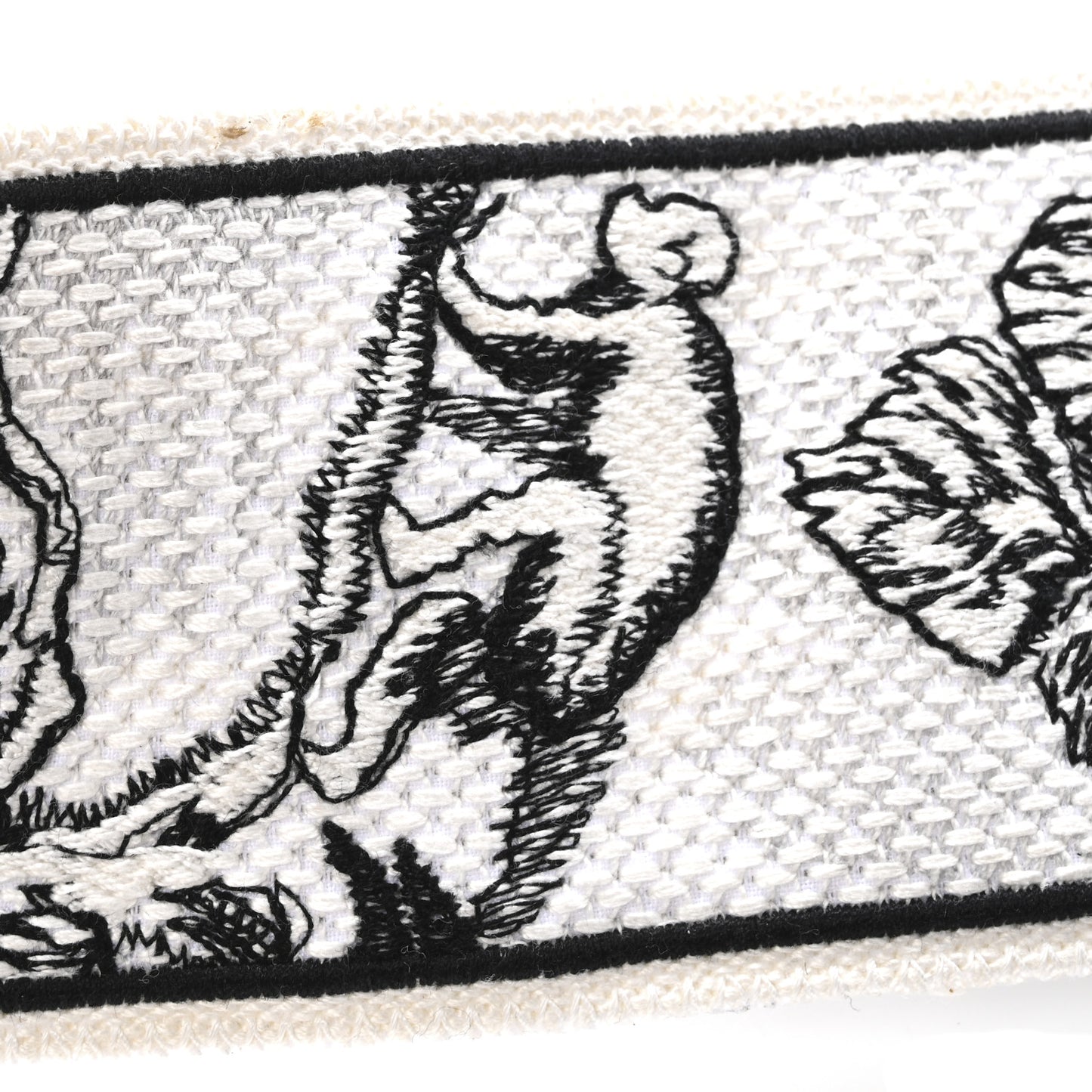 Canvas Embroidered Toile De Jouy Voyage Shoulder Strap White Black