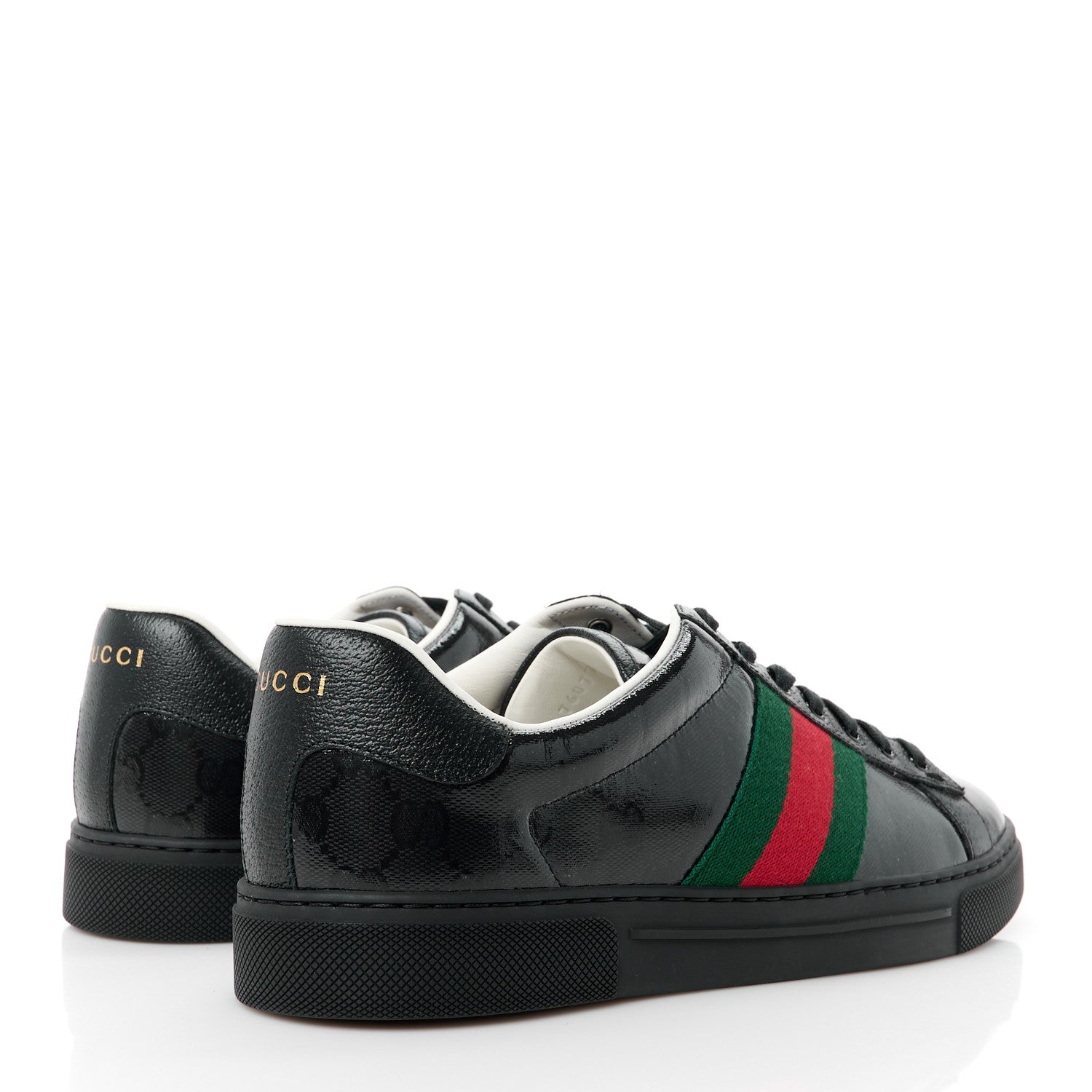 Gucci Crystal GG Monogram Web Mens New Ace Sneakers 8.5 Black 4 of 9