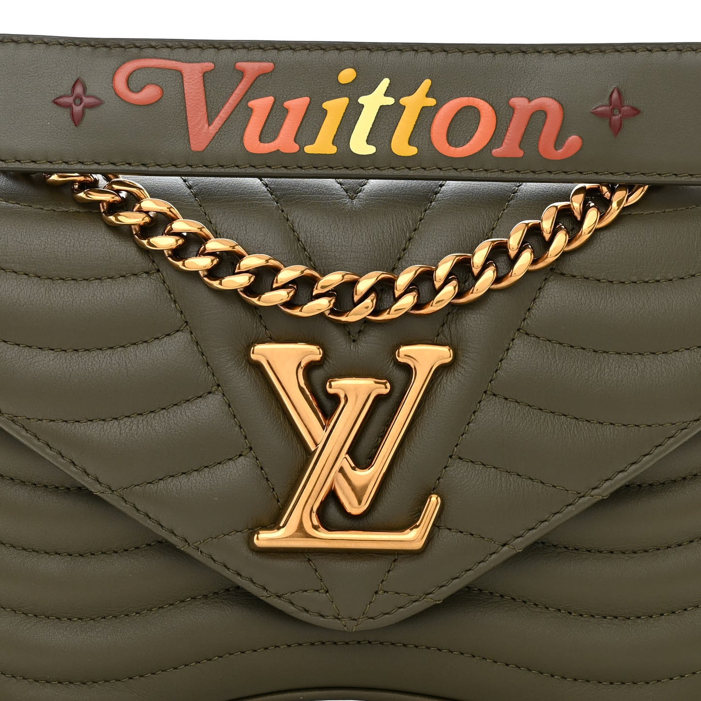 Calfskin New Wave Chain MM Kaki