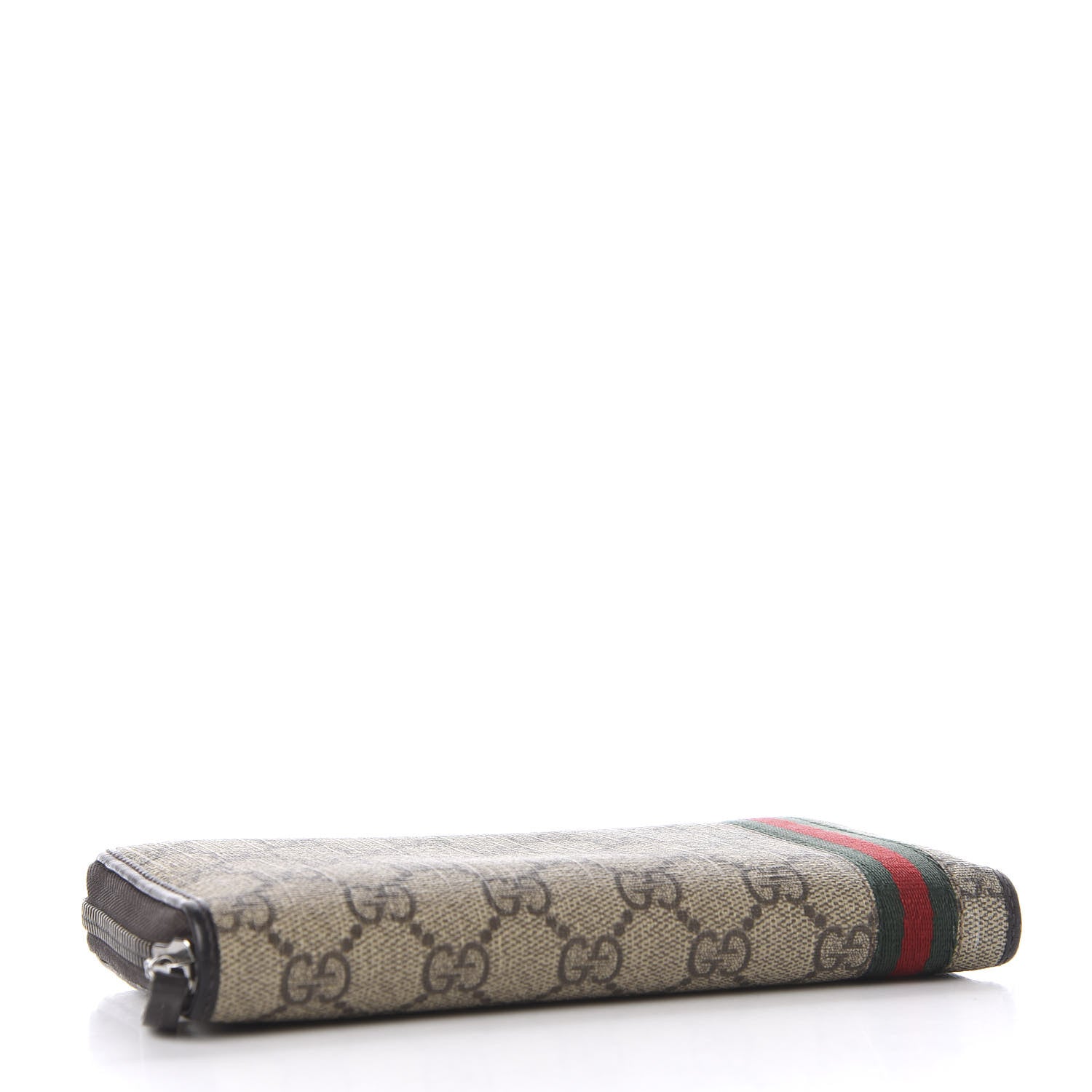 Gucci GG Supreme Monogram Web Zip Around Wallet Brown 3 of 7